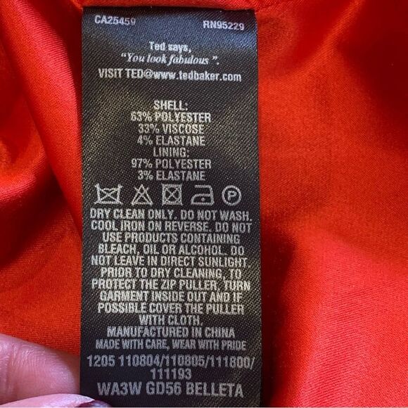 Ted Baker Red Scalloped Hem and Collar Dress US Size 4 - Picture 7 of 9